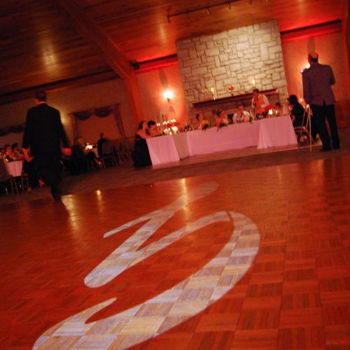 An example of our monogram lighting and uplighting