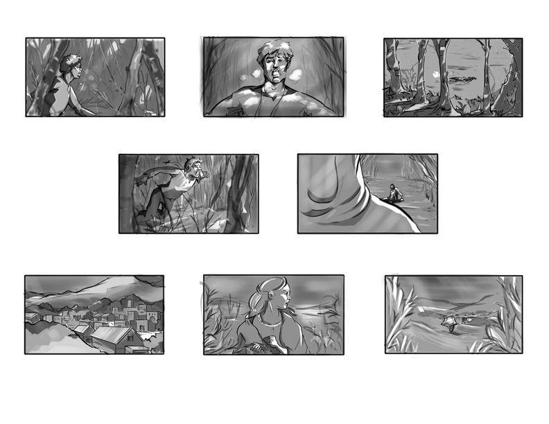 Storyboard for a commercial. Based on the script a