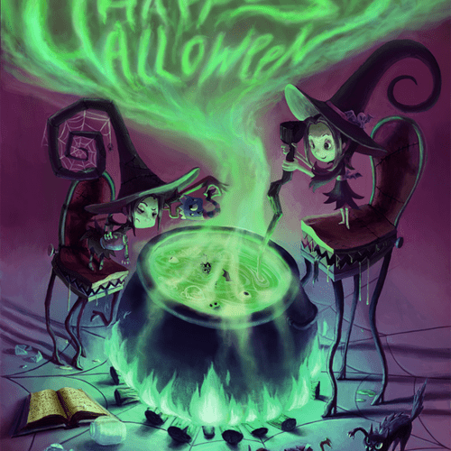 For Halloween. Two little witches brewing up some 
