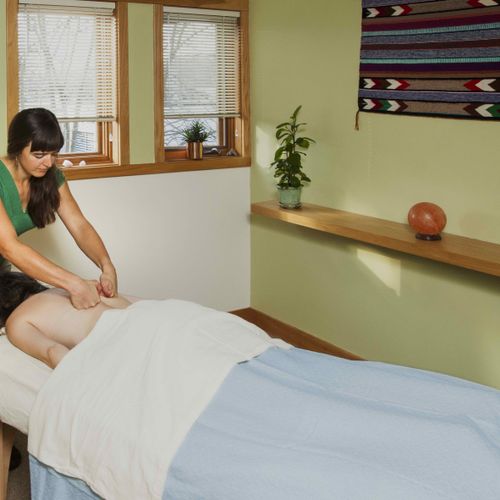 Enjoy a cozy and light-filled treatment room.