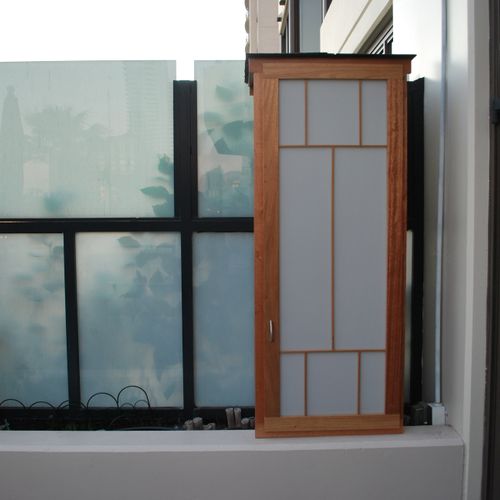 This beautiful Japanese-style outdoor cabinet is p