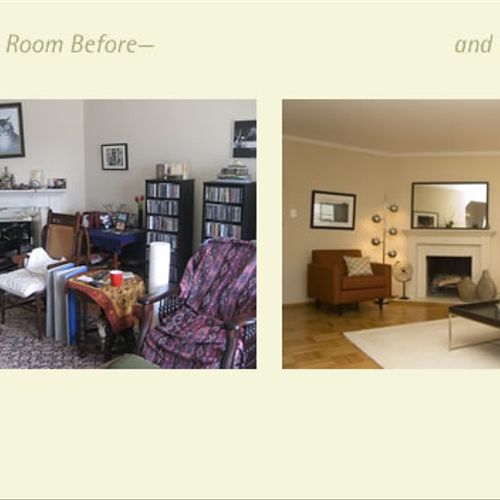 Before home staging and after home staging living 