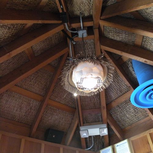 Hut framing at Islands,framed ceiling and electric