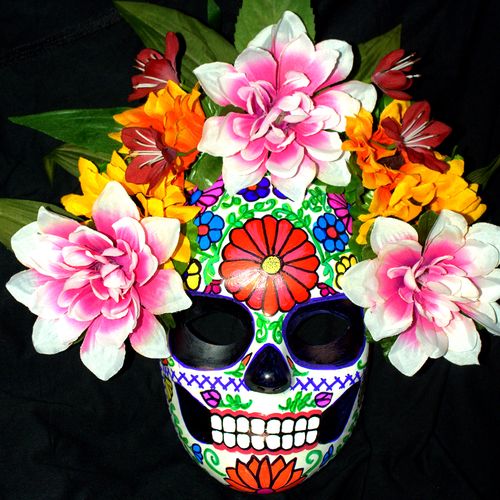 Mexican embroidery-inspired sugar skull mask