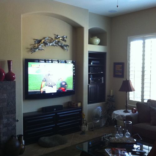 Main Room Wall mounted TV with cable conceal.