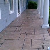Stamped concrete look.