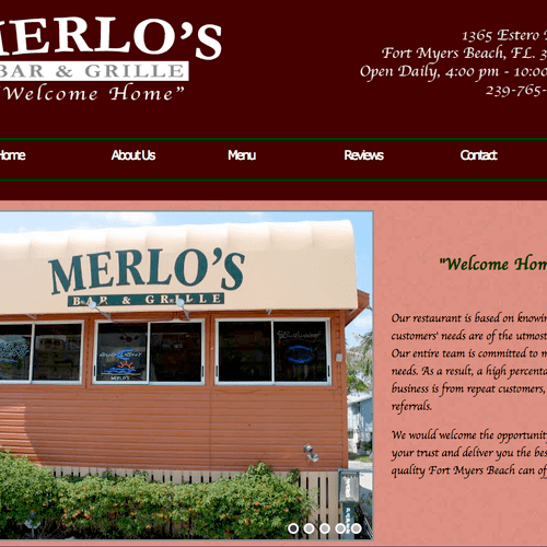 Merlo's Bar & Grille - Website Design