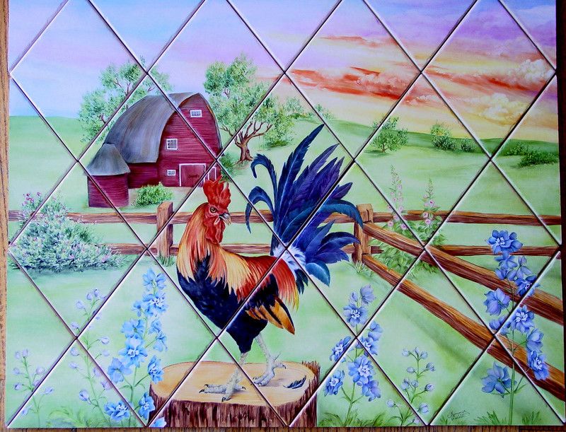 Tile mural on diagonal