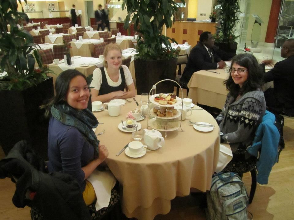 Having high tea in London