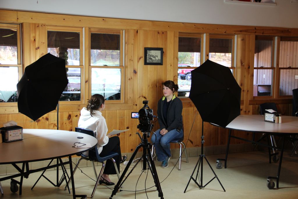 Filming an interview for the Akron Area YMCA.