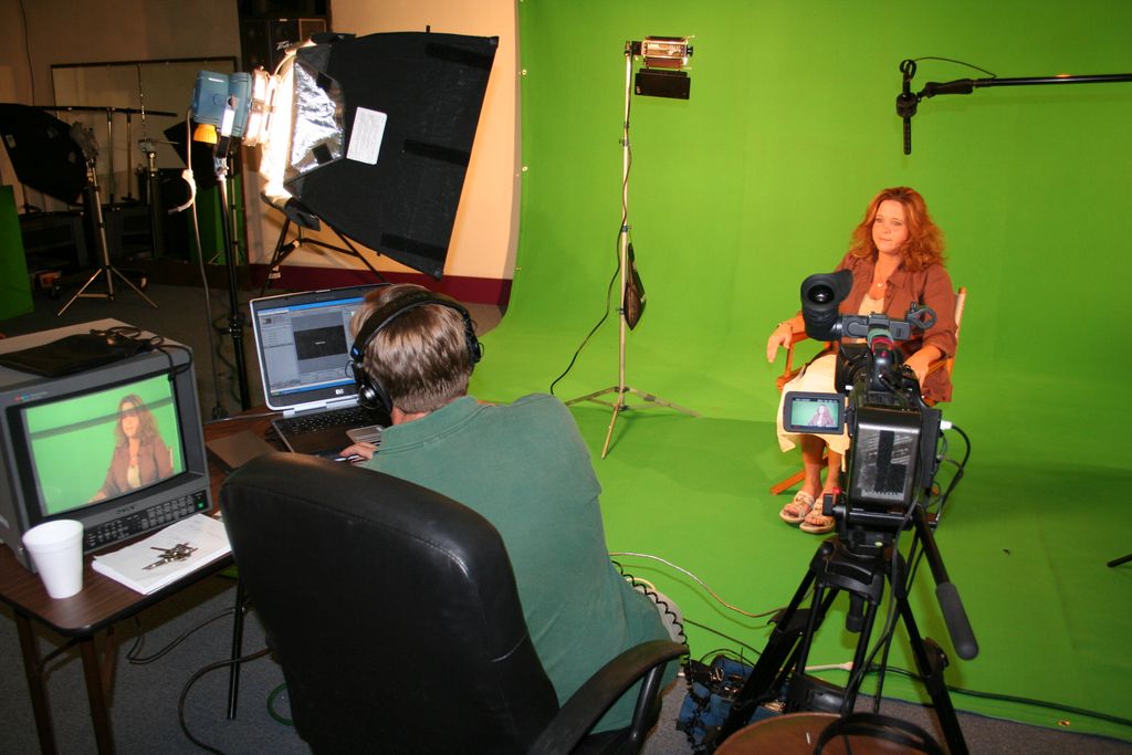 Studio interview with green screen