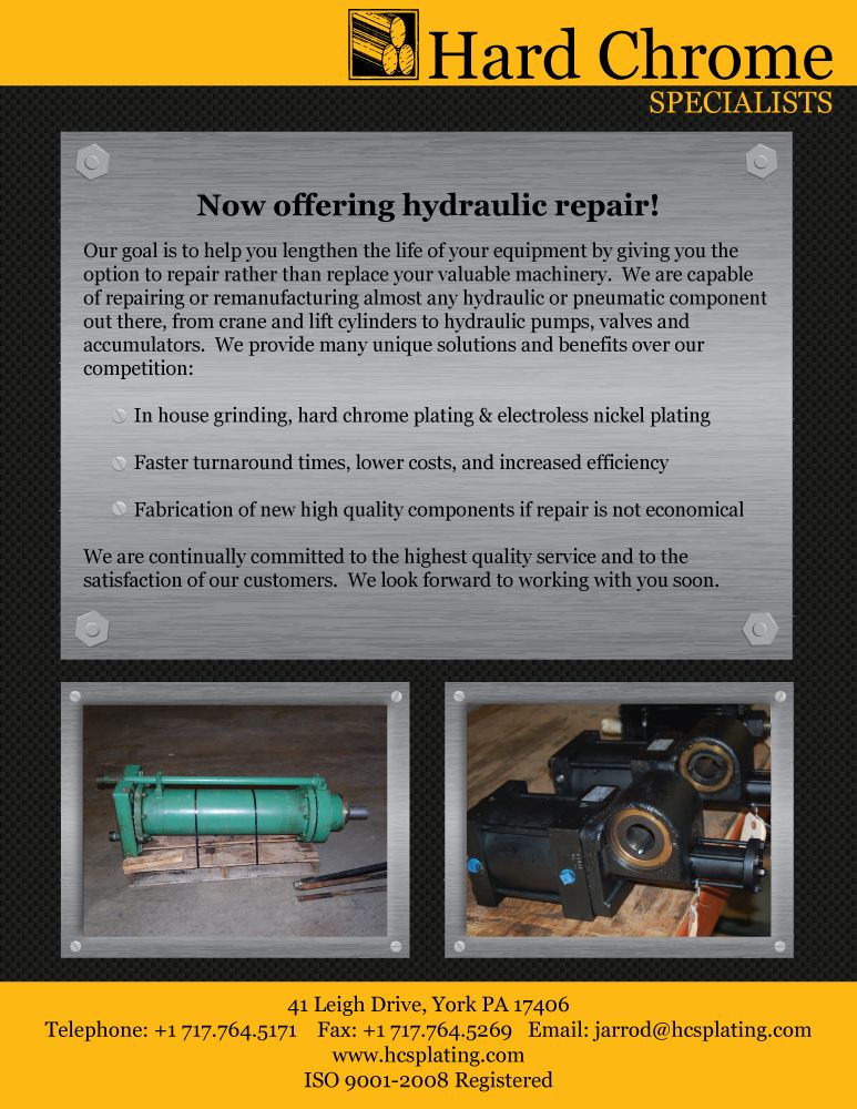 Flier design for Hard Chrome Specialists