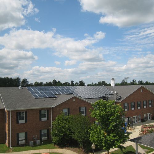 Solar PV system on the roof of a retirement commun