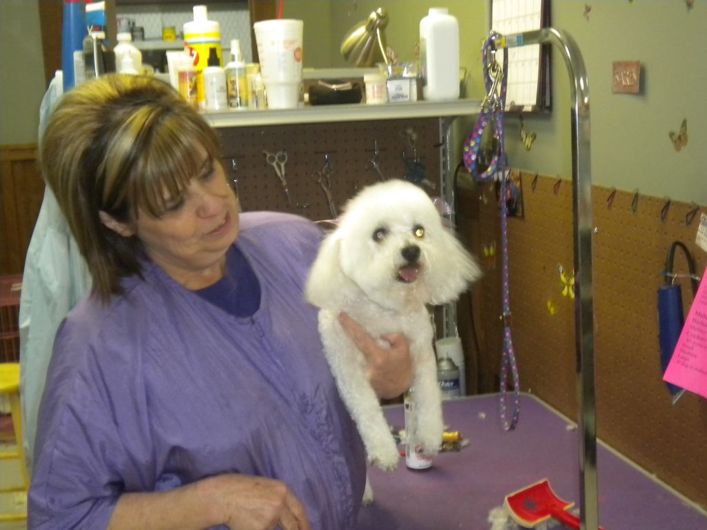 Karen just got finished grooming Hanna.