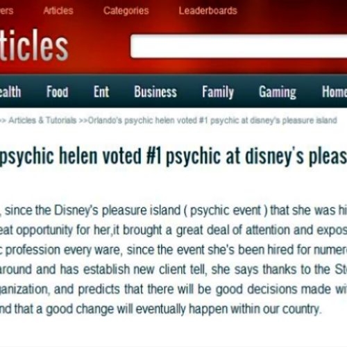 disney pleasure island  article, psychic Helen was