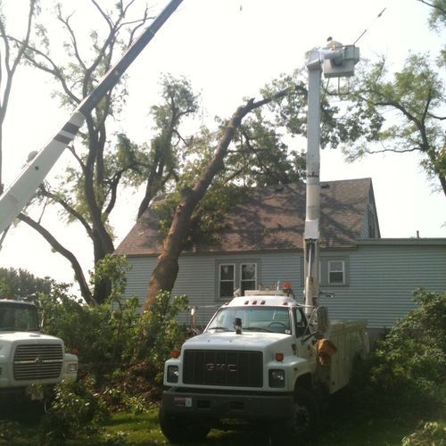 Tree on the house after a storm. We got the call t