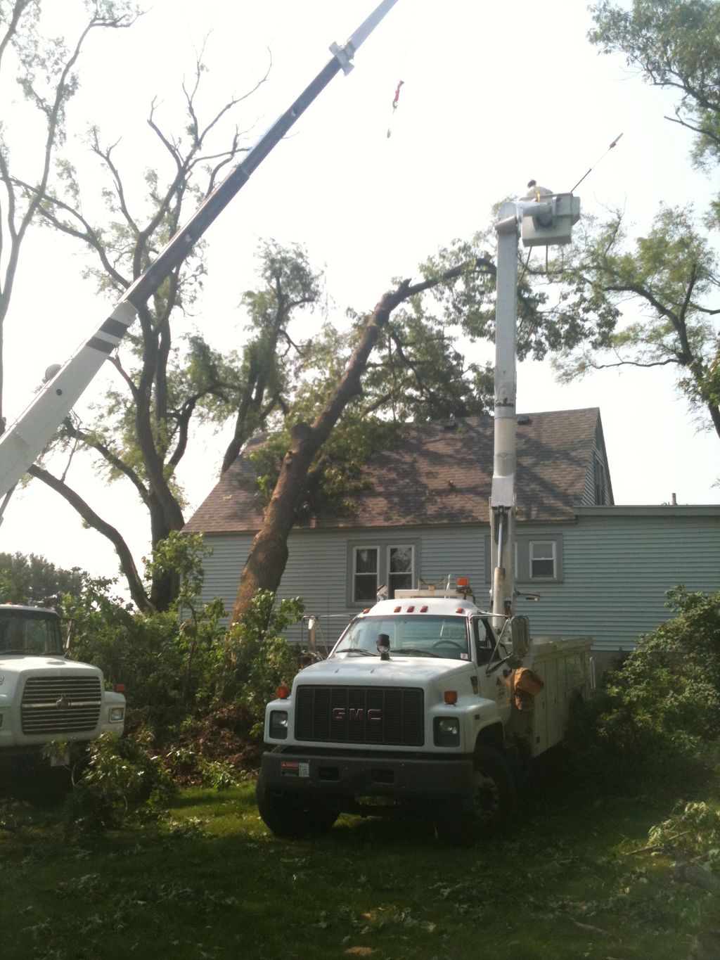 Tree on the house after a storm. We got the call t