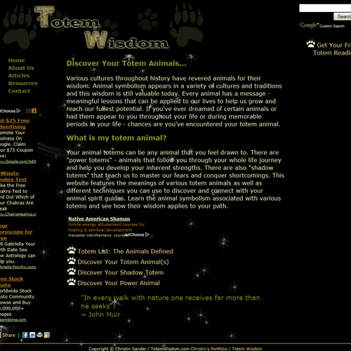A view of a website I designed - all original grap