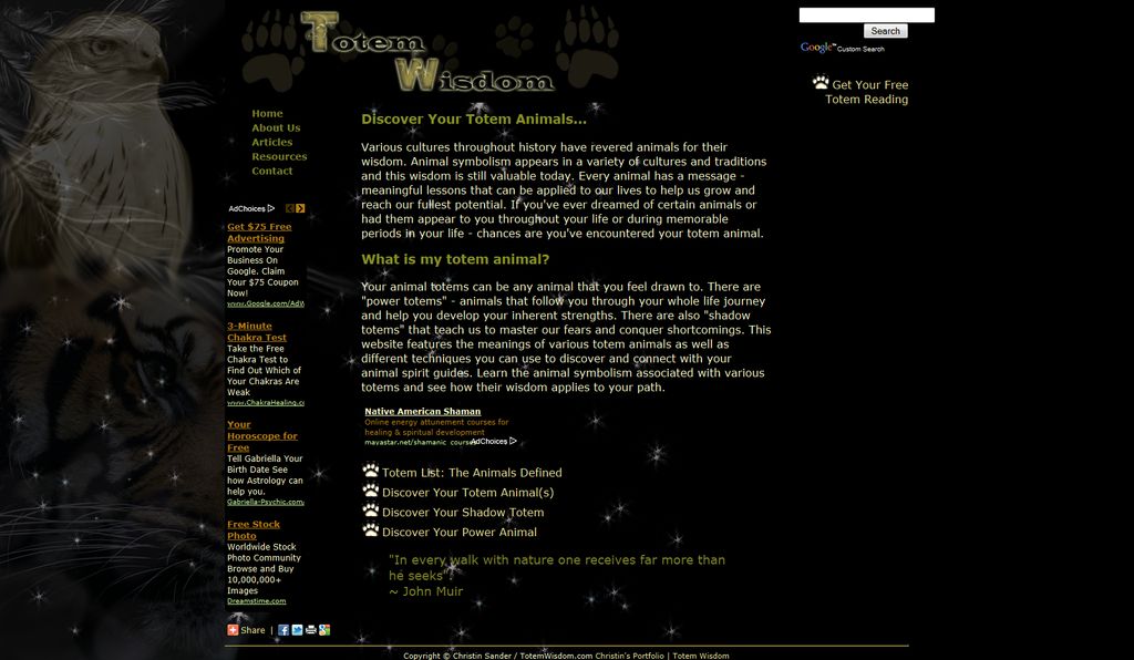 A view of a website I designed - all original grap