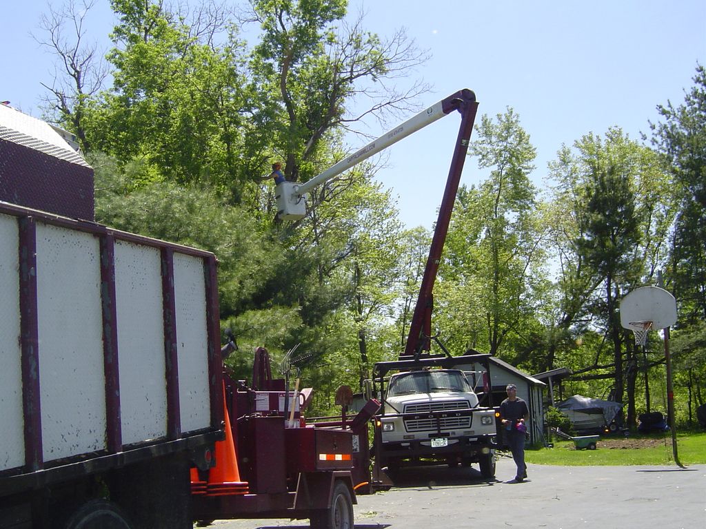 The bucket truck makes for quicker, safer take dow