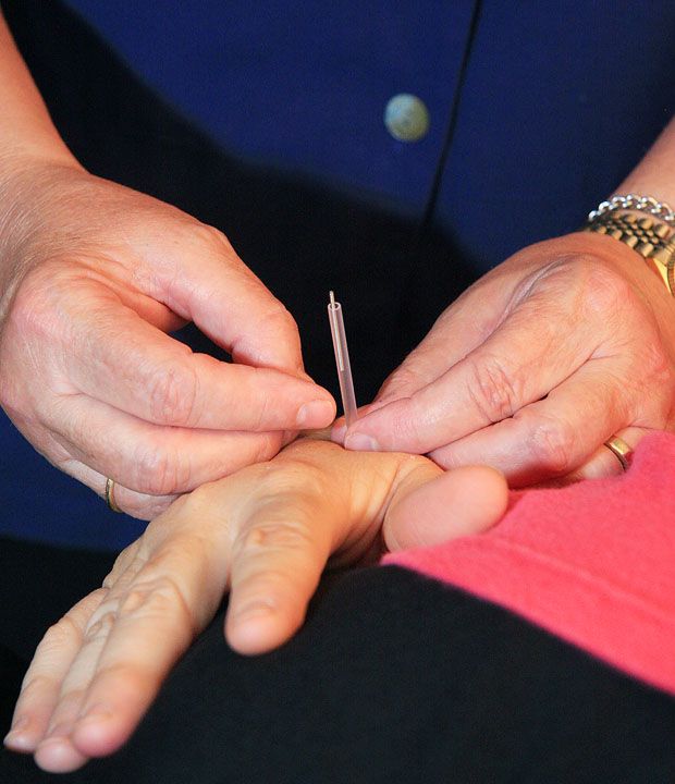 Closeup of needle (in an insertion tube). The need