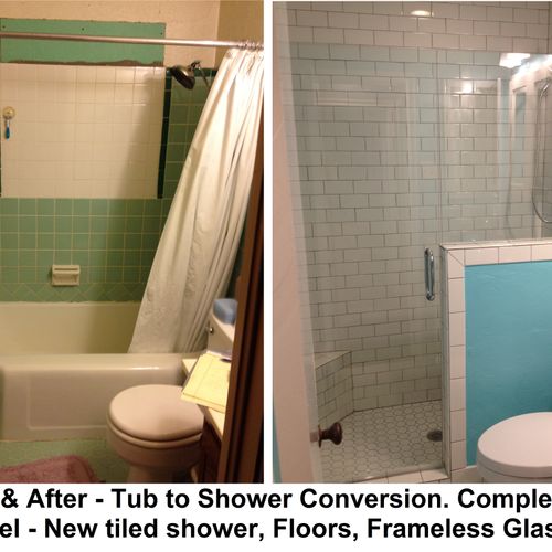 Bathroom - tub to shower conversion
