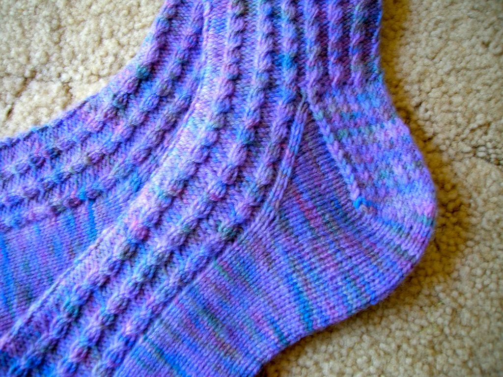 Toe up Socks with Mini Cable Rib