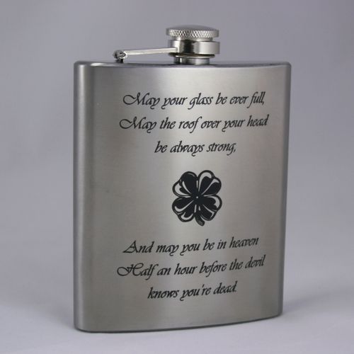 Personalized stainless steel 8 oz. flask.  The fla
