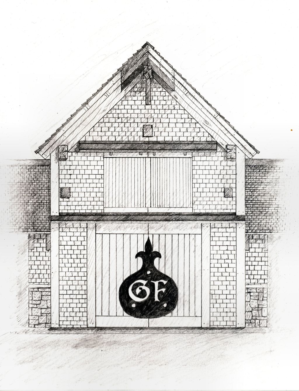 A sketch of the Little Compton Shop from the front