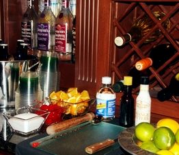 Old Fashion prep area and freshly cut garnishes