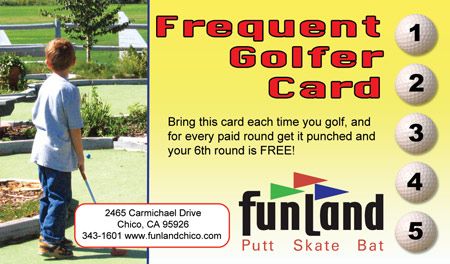 Punch card for Family Fun Center in California