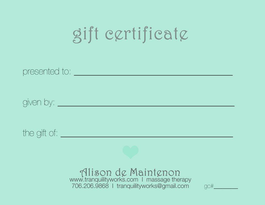 gift certificates available