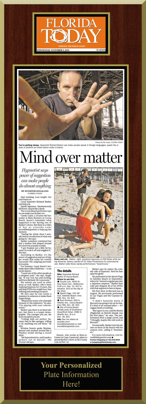 Florida Today article featuring Richard Barker the