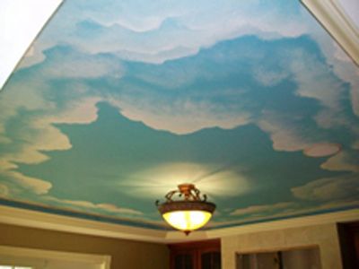 Hand Painted Ceiling Cloud Scene
