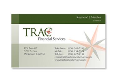 Logo and business card for TRAC Financial Services