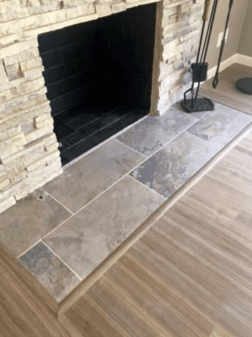 Luxury Vinyl Flooring and Ceramic Tile Fireplace R