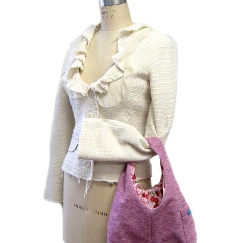 Romantic Ruffle White Jacket with Pink Katty purse
