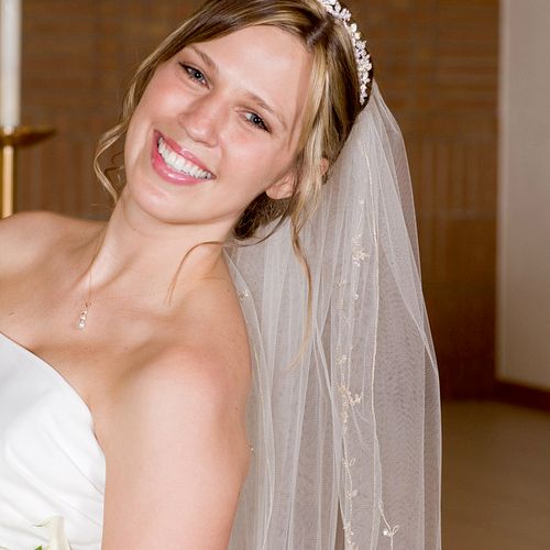 A happy bride during the ceremony.