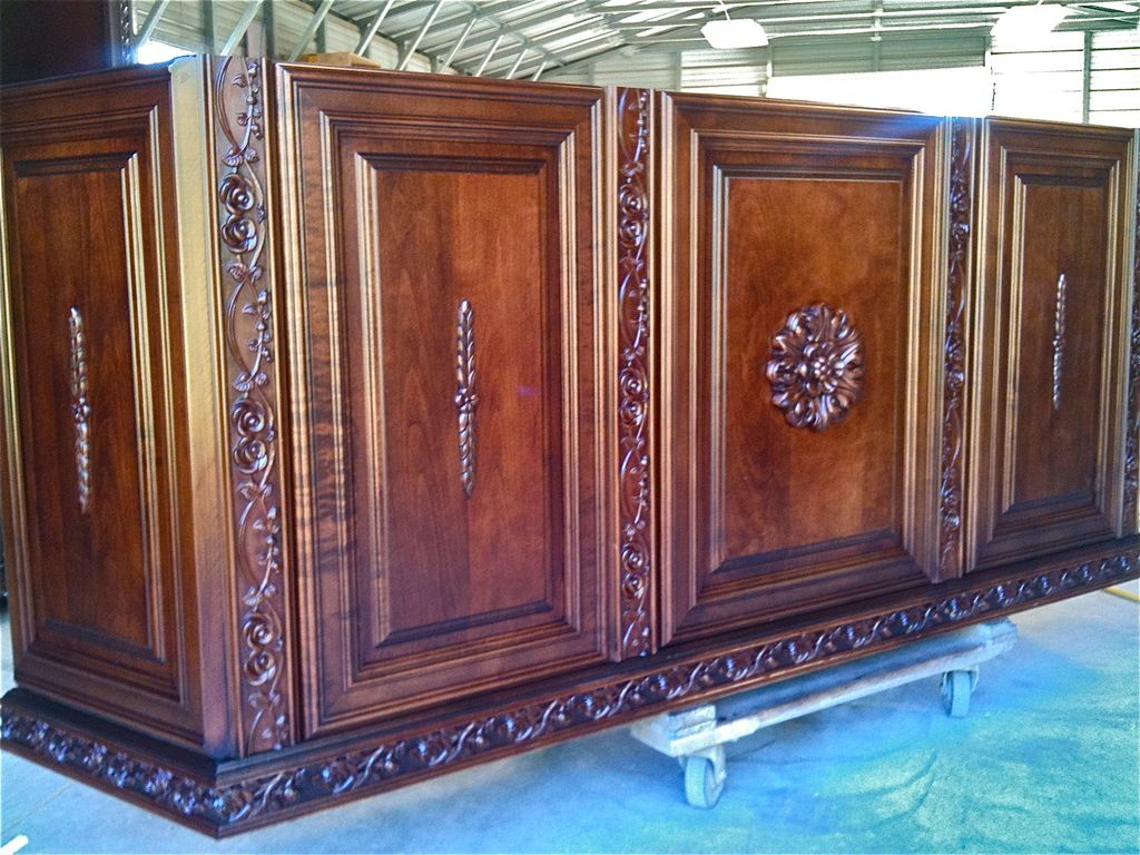Serving buffet on six concealed casters.  Built fr