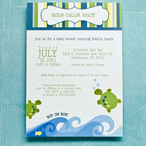 Baby Shower Invitation. Nursery Theme - Turtles!
