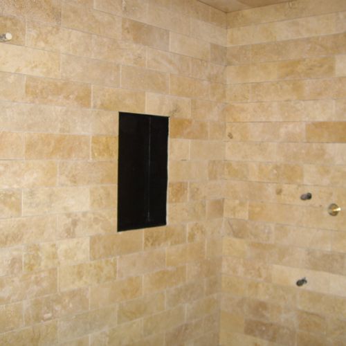 Limestone Shower walls