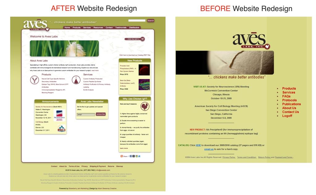 New e-commerce enabled Website design (left) with 