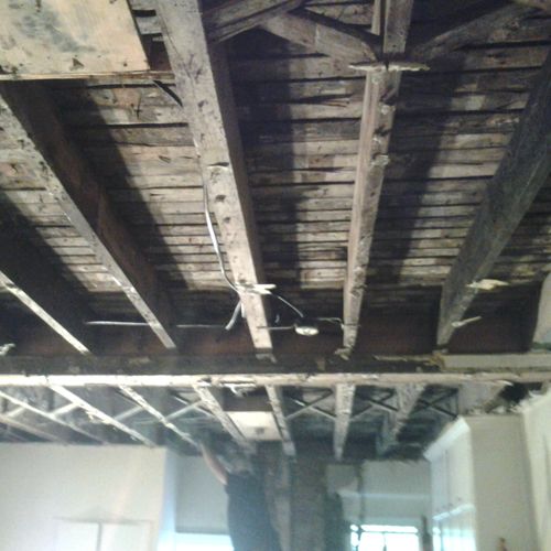 Ceiling demo from water damages.