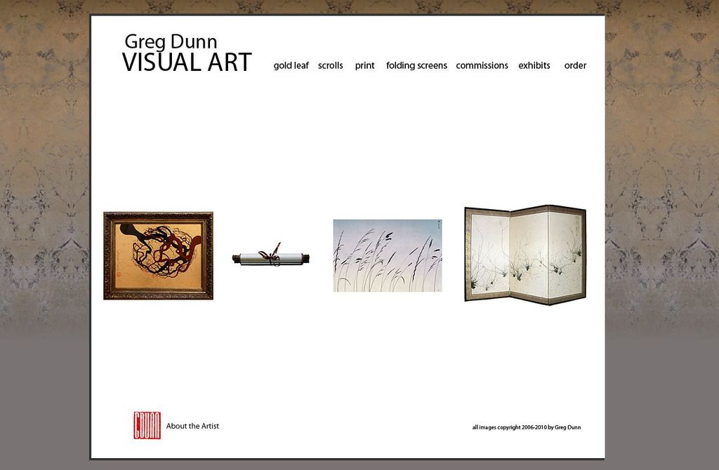 Web design for GregADunn.com  visual artist