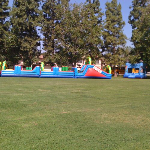 64 ft Obstacle Course & Hurricane water slide
