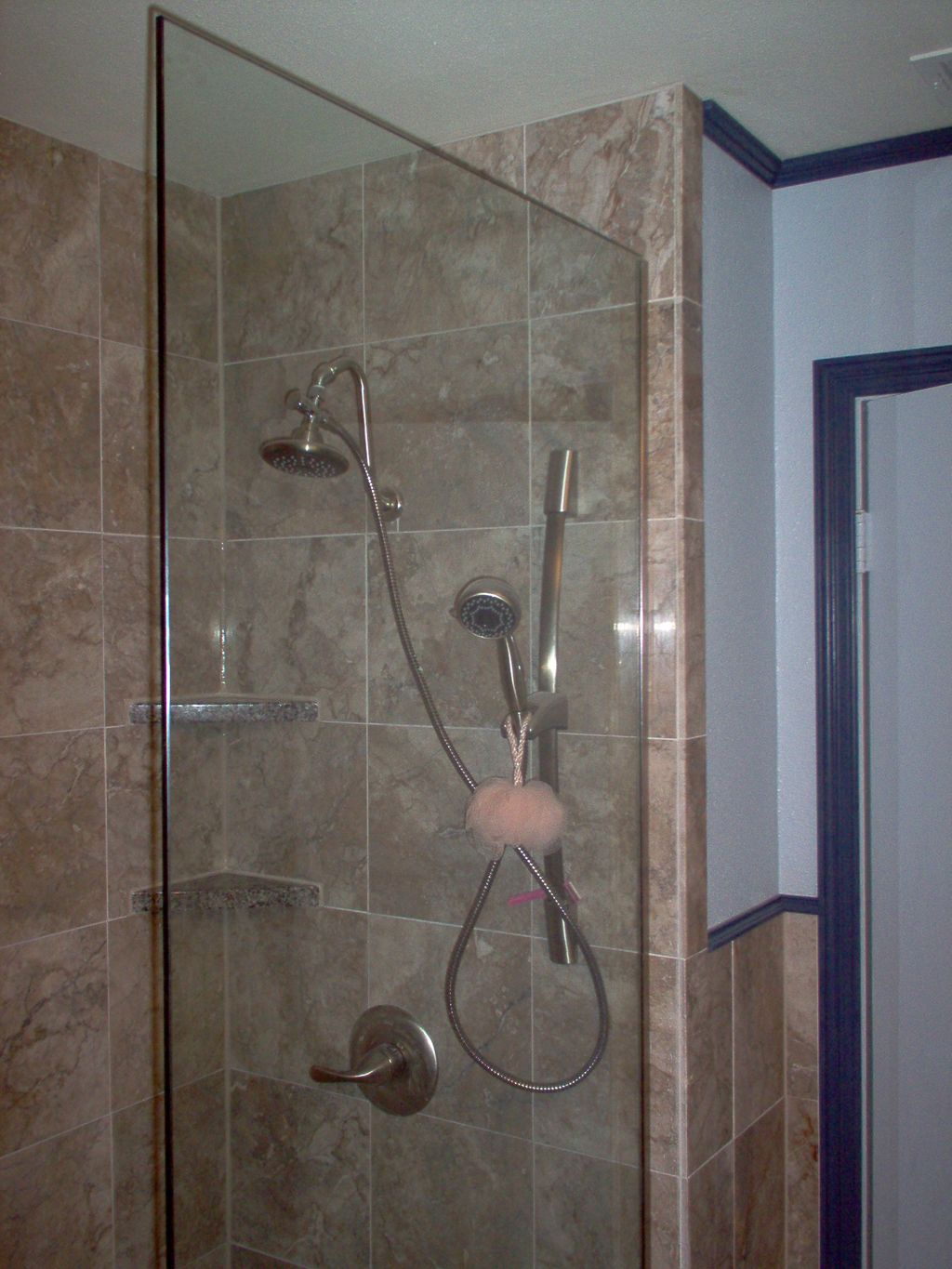 Shower in bathroom of home in Irving.  We did a to