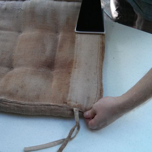 Cushion during upholstery cleaning process