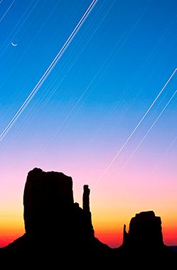 Star Tracks Over The Mittens, Monument Valley, Ari
