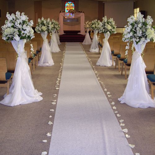 Floral runway- church wedding ceremony.