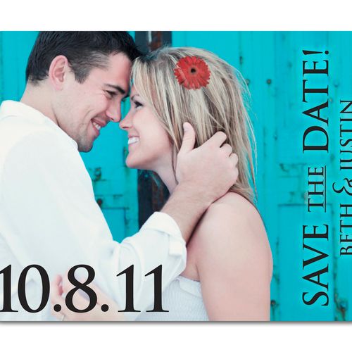 Save-the-date magnet with rounded corners